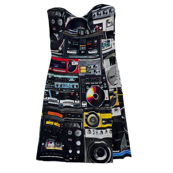 New NWT Moschino Couture Graphic Stereo Strapless Dress Sz 8 - Picture 8 of 16